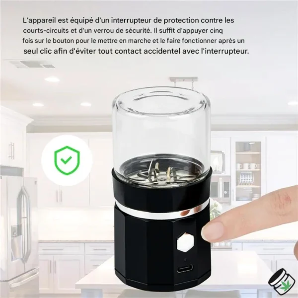 Grinder Électrique Automatique Réservoir en Verre Protection