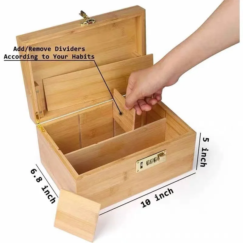 Coffret de Rangement en Bambou avec Plateau Amovible