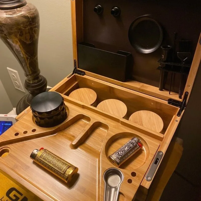 Coffret de Rangement en Bambou avec Plateau Amovible