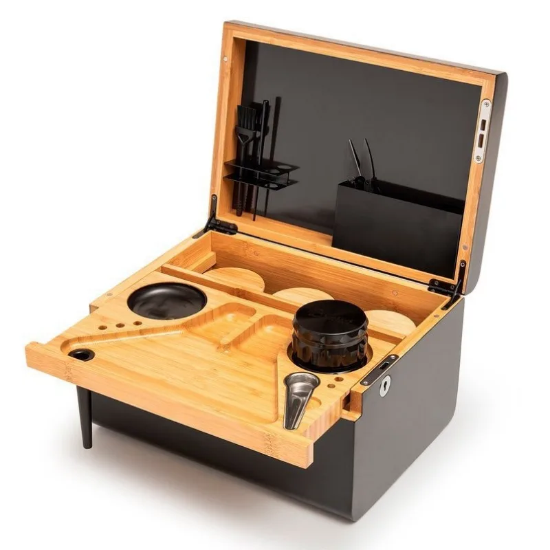 Coffret de Rangement en Bambou avec Plateau Amovible