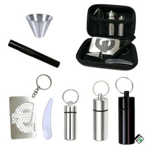 Grinder Card Portable avec Bouteille et Entonnoir en Aluminium