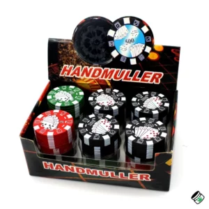 Présentoir de 12 grinders jeton de poker 40 mm
